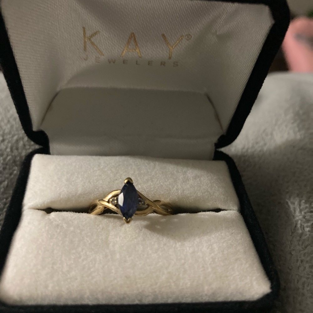 Vintage marquise cut sapphire ring